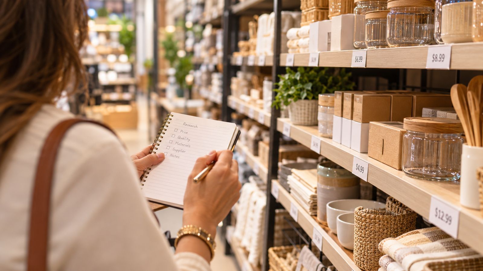 Prateleira de loja nos Estados Unidos com produtos e preços